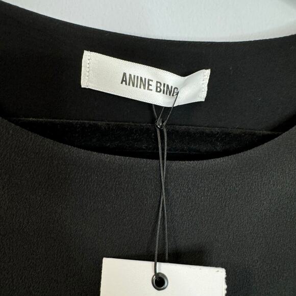 Anine Bing Silk Shift Mini Dress Ruffle Hem Romantic Casual Wardrobe Staple XS - Picture 10 of 13